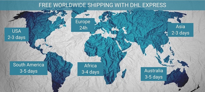 Worldwide free shipping with DHL Express